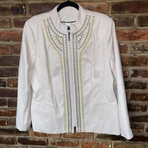 TanJay Faux Leather Suede Embellished Full Zip Jacket Women's Size 16